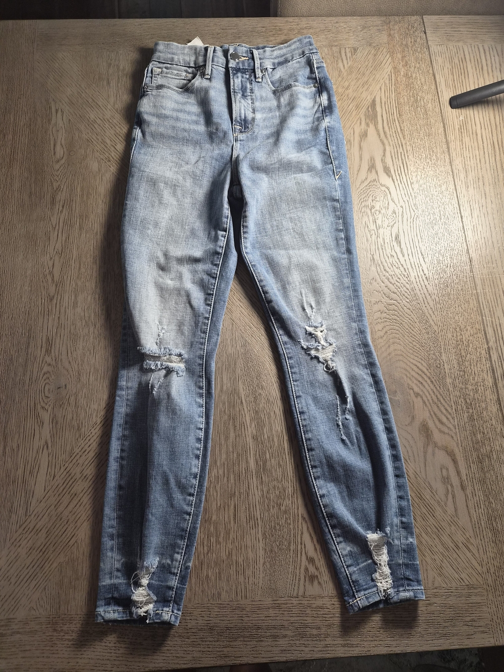 Good American Light Blue Distressed Skinny Jeans